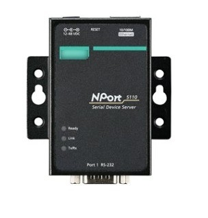 Automatisation industrielle NPORT 5110 Porte RS-232/422/485 Porte série réseau de périphériques serveur Interface TCP/IP standard pour MOXA