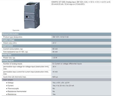 SIMATIC S7-1200 SM 1231 8 AI 12 bits Signal Module d'entrée analogique Interface de communication Autre