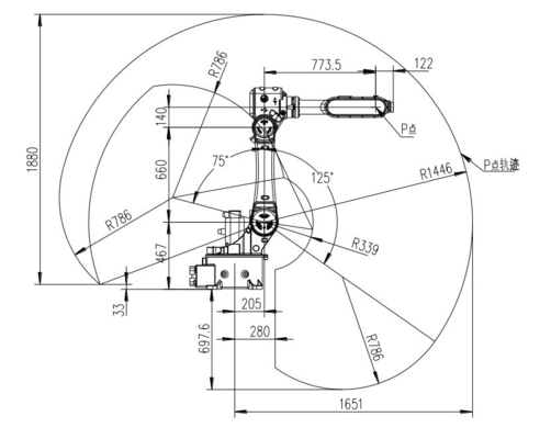 Résultats de soudage GBS10-C1650 Robot industriel avec torche de soudage à l'usine de fabrication