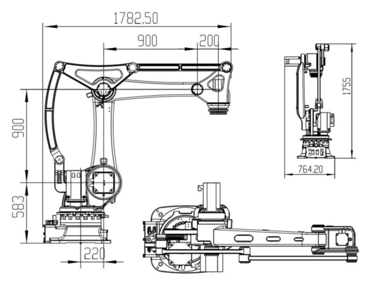 GBS50-K2220 50 kg Robot de palettisation d'empilement et solution à articulations multiples verticales à 4 axes