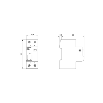 Disjoncteur de distribution basse tension FI/LS AC 30MA 1 N-P C6 4.5KA5SU1353-1KK06