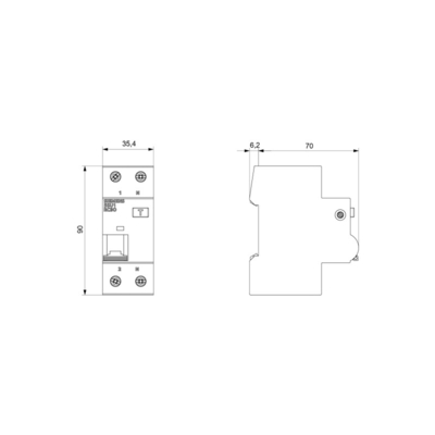 Siemens 5SU1353-1KK16 FI/LS AC 30MA 1 N-P C16 4.5KA Combo de commutateur de courant résiduel MCB