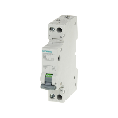 Disjoncteur de protection contre les courants résiduels compact 1P N type AC 30 mA 5SV9313-1CN25 pour Siemens