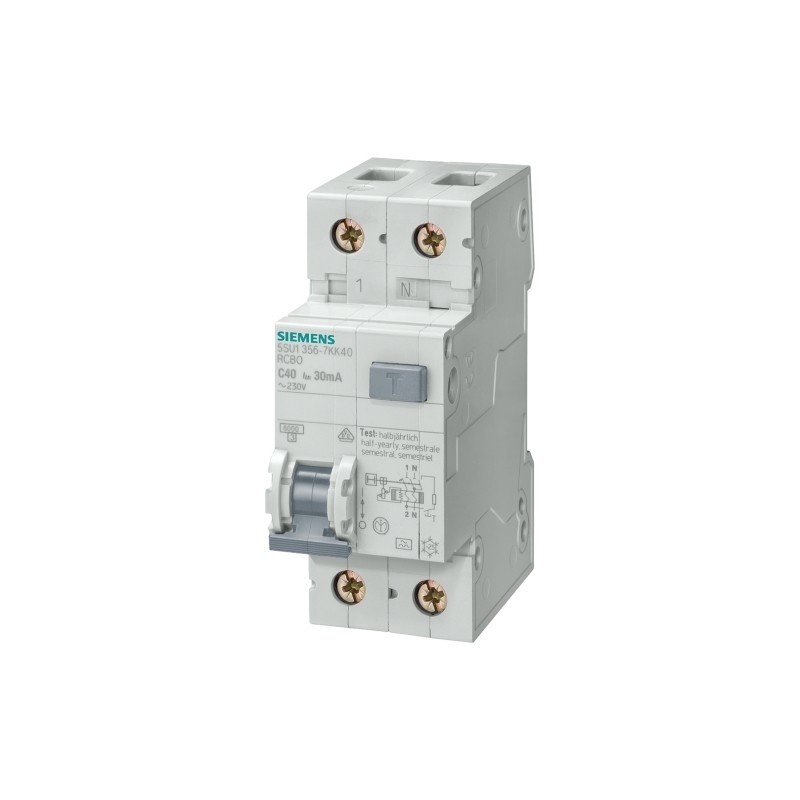 Disjoncteur de distribution basse tension FI/LS AC 30MA 1 N-P C6 4.5KA5SU1353-1KK06