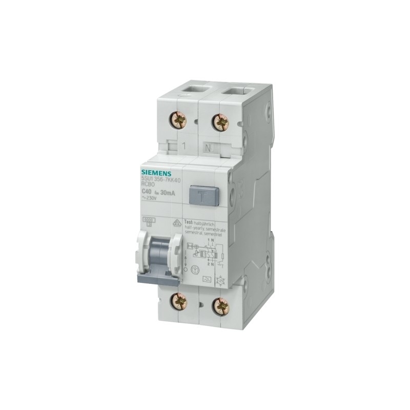 Siemens 5SU1353-1KK16 FI/LS AC 30MA 1 N-P C16 4.5KA Combo de commutateur de courant résiduel MCB